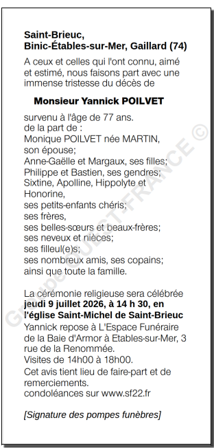 Avis de décès